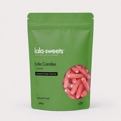 Erdbeersticks gezuckert 250g im grünen Lala Sweets Beutel